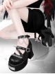 Dark Rose Witch Series Gothic Versatile Metallic Rivet Chain Round Toe Punk Lolita Thick High Heel Shoes