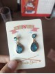 Vintage Sea Gray Blue Ice Cracked Brushed Imitation Crystal Drop Classic Lolita Silver Earrings