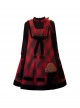 Kindness Polar Fleece Series Teddy Dog Sweet Lolita Bowknot Retro Christmas Red Plaid Woolen Sleeveless Dress