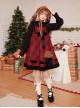 Kindness Polar Fleece Series Teddy Dog Sweet Lolita Bowknot Retro Christmas Red Plaid Woolen Sleeveless Dress