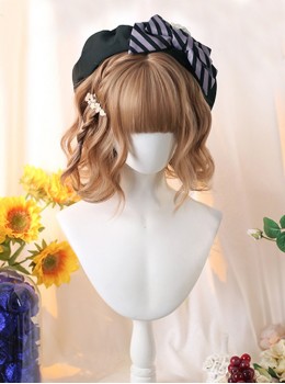 Chestnut Series Milk Champagne Color Curly Hair Straight Bangs Sweet Lolita Cute Short Wig