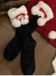 Christmas New Year Cute Lambsca Fur Ball Ribbon Bowknot Sweet Lolita Soft Rabbit Fur Socks