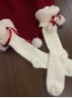 Christmas New Year Cute Lambsca Fur Ball Ribbon Bowknot Sweet Lolita Soft Rabbit Fur Socks