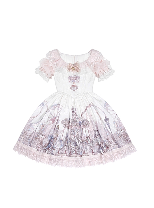 Dreamland Amusement Park Series Gorgeous Fish Bone Waist Round Neckline Sweet Lolita Puff Sleeves Princess Dress