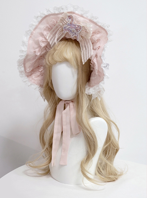 Dreamland Amusement Park Series Gorgeous Fairy Tale Style Lace Mesh Bowknot Sweet Lolita Bonnet