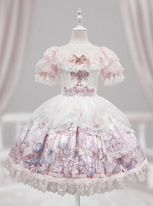 Dreamland Amusement Park Series Pretty Pony Chiffon Bowknot Sweet Lolita Apron Overskirt