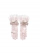 Dreamland Amusement Park Series Bowknot Sweet Lolita Pink Chiffon Exquisite Embroidery Lace Gloves