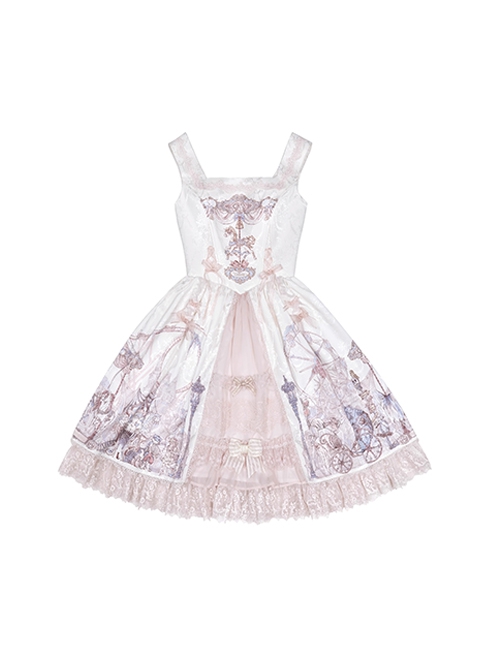 Dreamland Amusement Park Series Gorgeous Lace Bowknot Carousel Ferris Wheel Print Sweet Lolita Sleeveless Dress