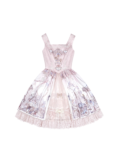 Dreamland Amusement Park Series Gorgeous Lace Bowknot Carousel Ferris Wheel Print Sweet Lolita Sleeveless Dress