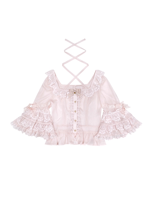 Dreamland Amusement Park Series Gorgeous Princess Style Sweet Lolita Lace Square Collar Ruff Sleeves Inner Shirt