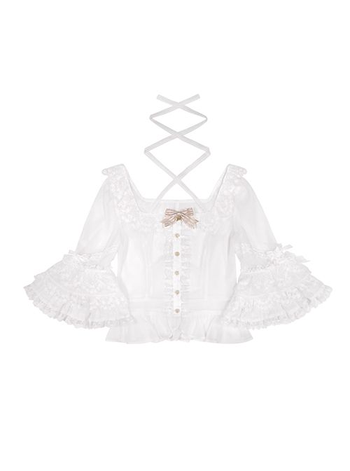 Dreamland Amusement Park Series Gorgeous Princess Style Sweet Lolita Lace Square Collar Ruff Sleeves Inner Shirt