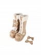 Warm Cake Series Lambswool Cute Straps Shoelace Bowknot Sweet Lolita Thick Sole Snow Long Tube Boots