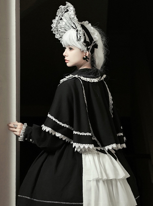 Humanoid Night Series Cute Retro British Style Doll Sense Classic Lolita Elegant Nuns Lace Short Cloak