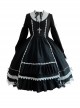 Humanoid Night Series Black Fall Winter Cute Retro Lace Doll Sense Classic Lolita Elegant Nuns Long Sleeves Dress