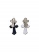 Shiny Rhinestones Alloy Gothic Lolita Black White Stylish Versatile Cross Earrings