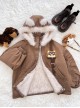 Doggie Pilot Series Kawaii Fashion Cute Puppy Embroidery Thick Plush Animal Ears Hooded Cotton Brown Coat