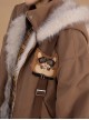 Doggie Pilot Series Kawaii Fashion Cute Puppy Embroidery Thick Plush Animal Ears Hooded Cotton Brown Coat