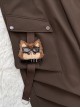 Doggie Pilot Series Kawaii Fashion Brown Big Pockets Puppy Embroidery Loose Cargo Pants