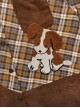 Doggie Pilot Series Kawaii Fashion Brown American Retro Stitching Plaid Puppy Pattern Loose Long Sleeves Shirt