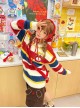 Apple Puppy Series Retro Cartoon Cute Childlike Imitation Mink Soft Glutinous Red Blue Contrast Striped Sweater