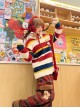 Apple Puppy Series Retro Cartoon Cute Childlike Imitation Mink Soft Glutinous Red Blue Contrast Striped Sweater