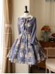 Eternal Echo Series Classic Lolita Hand Drawn Vintage Clock Print Doll Collar Short Sleeves Dress Coat Bowknot Set