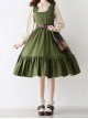 Small Estate Series Elegant Square Collar Classic Lolita Sleeveless Ruff Edge Double Breasted Dress