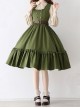 Small Estate Series Elegant Square Collar Classic Lolita Sleeveless Ruff Edge Double Breasted Dress