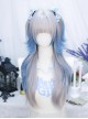 Blues Series Silver Gray Blue Gradient Rolled Outward Jellyfish Head Sweet Lolita Long Wig