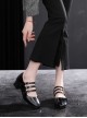 Elegant Classic Lolita Vintage Three Buckle Strap Square Toe Patent Leather Cowhide Mary Jane Shoes