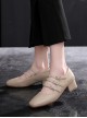 Elegant Classic Lolita Vintage Three Buckle Strap Square Toe Patent Leather Cowhide Mary Jane Shoes