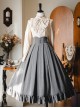 The North Forest Series Elegant Wide Belt Slim Waist Classic Lolita Fine Lines Large Hem Ruffles Edge Skirt