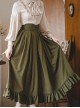 The North Forest Series Elegant Wide Belt Slim Waist Classic Lolita Fine Lines Large Hem Ruffles Edge Skirt