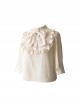 Eternal Echo Series Elegant Half Turtleneck Bowknot Tie Classic Lolita Half Sleeves Loose Apricot Shirt