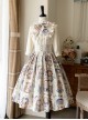 Eternal Echo Series Elegant Retro Hand Drawn Clock Print Classic Lolita Wide Belt A Line Skirt