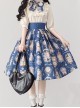 Eternal Echo Series Elegant Retro Hand Drawn Clock Print Classic Lolita Wide Belt A Line Skirt