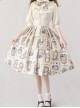 Eternal Echo Series Elegant Retro Hand Drawn Clock Print Classic Lolita Wide Belt A Line Skirt