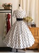 Afternoon Forest Series Retro Elegant French Polka Dots Square Collar Classic Tulip Sleeves Dress