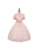 Spring Sakura Series Elegant Sweet Embroidery Ruffles Classic Lolita Light Pink Dress