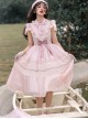 Spring Sakura Series Elegant Sweet Embroidery Ruffles Classic Lolita Light Pink Dress