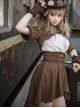 Brown Velvet Steampunk Metal Buckle Front Short Back Long Tie Rope Wide Girdle Skirt