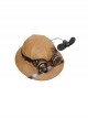 Explorer Handmade Pith Helmet Steampunk Retro Electric Small Fan Goggles Brown Straw Hat