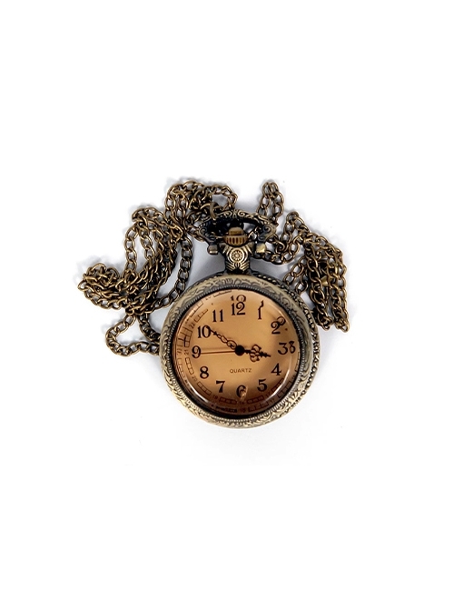 Medieval Retro Style Bronze Brown Steampunk Metal Quartz Movement Halter Necklace Pocket Watch