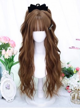 Poem Series Caramel Brown Water Ripple Long Curly Hair Straight Bangs Sweet Lolita Wig