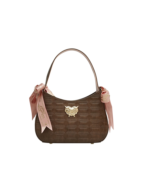 Sweet Chocolate Series Exquisite Satin Bowknot Ribbon Sweet Lolita Elegant Handbag Armpit Bag