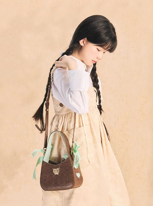 Sweet Chocolate Series Exquisite Satin Bowknot Ribbon Sweet Lolita Elegant Handbag Armpit Bag