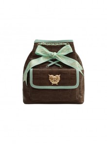 Sweet Chocolate Series Exquisite Hot Stamping Ribbon Sweet Lolita Elegant Chain Backpack Bag