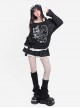 Collapse Doll Series Sexy Slightly Transparent One Shoulder Dark Rabbit Pattern Kawaii Fashion Black Loose Top