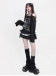 Collapse Doll Series Sexy Slightly Transparent One Shoulder Dark Rabbit Pattern Kawaii Fashion Black Loose Top