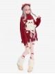 Cat Elf Series Irregular Tassel Design Cute Cat Pattern Sweet Bow Kawaii Fashion Red Turtleneck Puff Sleeve Sweater